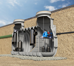 Vollentsorgung mit integrierter Pumpstation