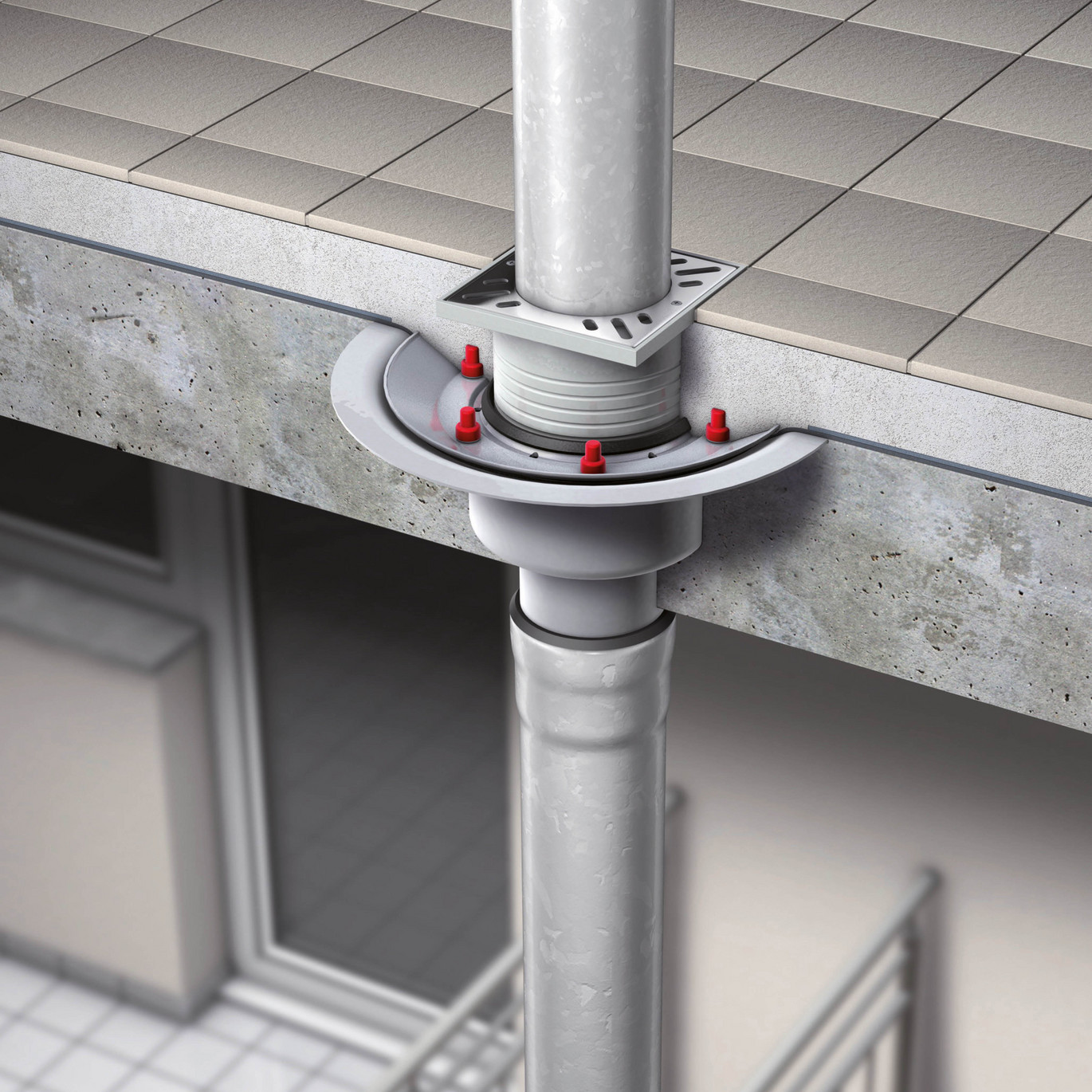 ACO GM-X Abflussrohre Einbaubeispiel