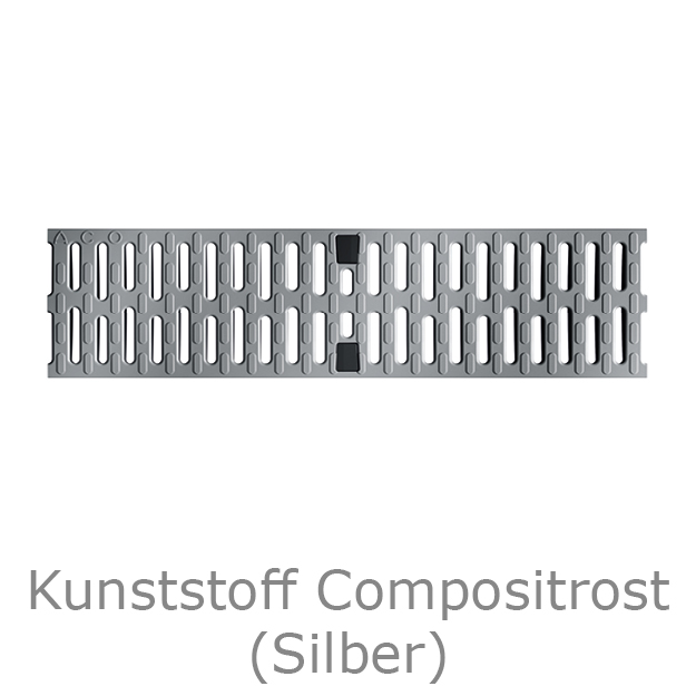 Compositrost in silber aus Kunststoff für die ACO Deckline Parkdeckrinne