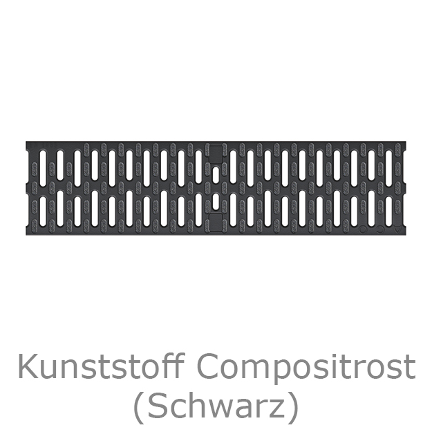 Compositrost in schwarz aus Kunststoff für die ACO Deckline Parkdeckrinne