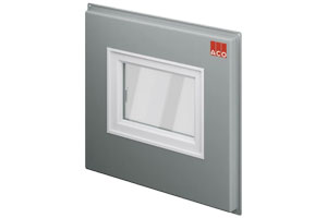 Produktabbildung ACO Therm Block Montagedämmplatte mit integriertem hochwasserdichtem Dreh-Kippflügel Fenster für die druckwasserdichte Lichtschachtmontage