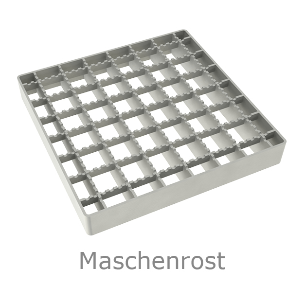 Abbildung quadratischer Rost Maschenrost für den ACO Bodenablauf aus Edelstahl