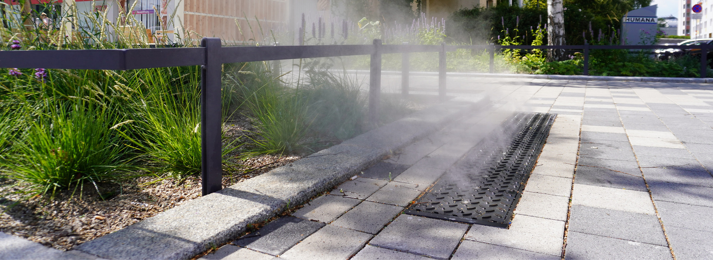 Nebeldüsen Wagramerstraße Wien | Kühlung, Bewässerung und Gestaltung in einem System