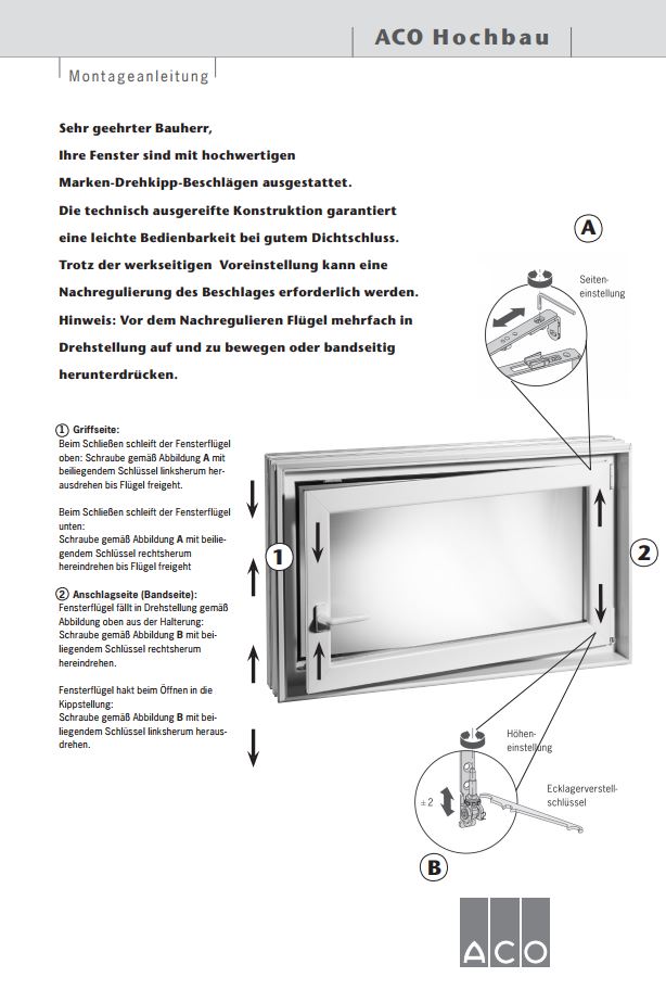 Montageanleitung ACO Kellerfenster