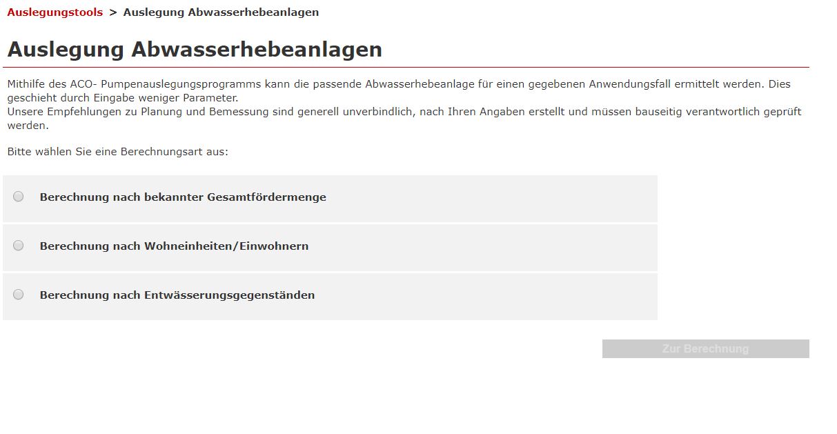 ACO Planungstool Abwasserhebeanlagen Bild