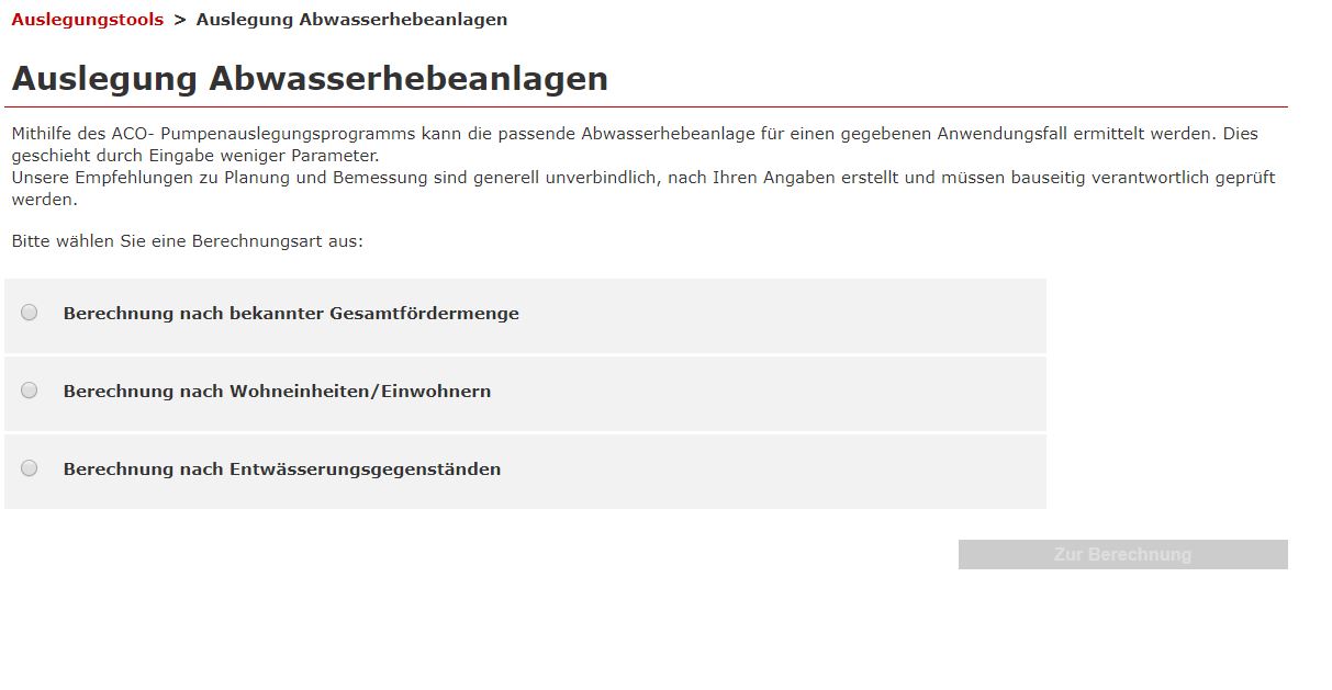 ACO Planungstool Abwasserhebeanlagen Bild